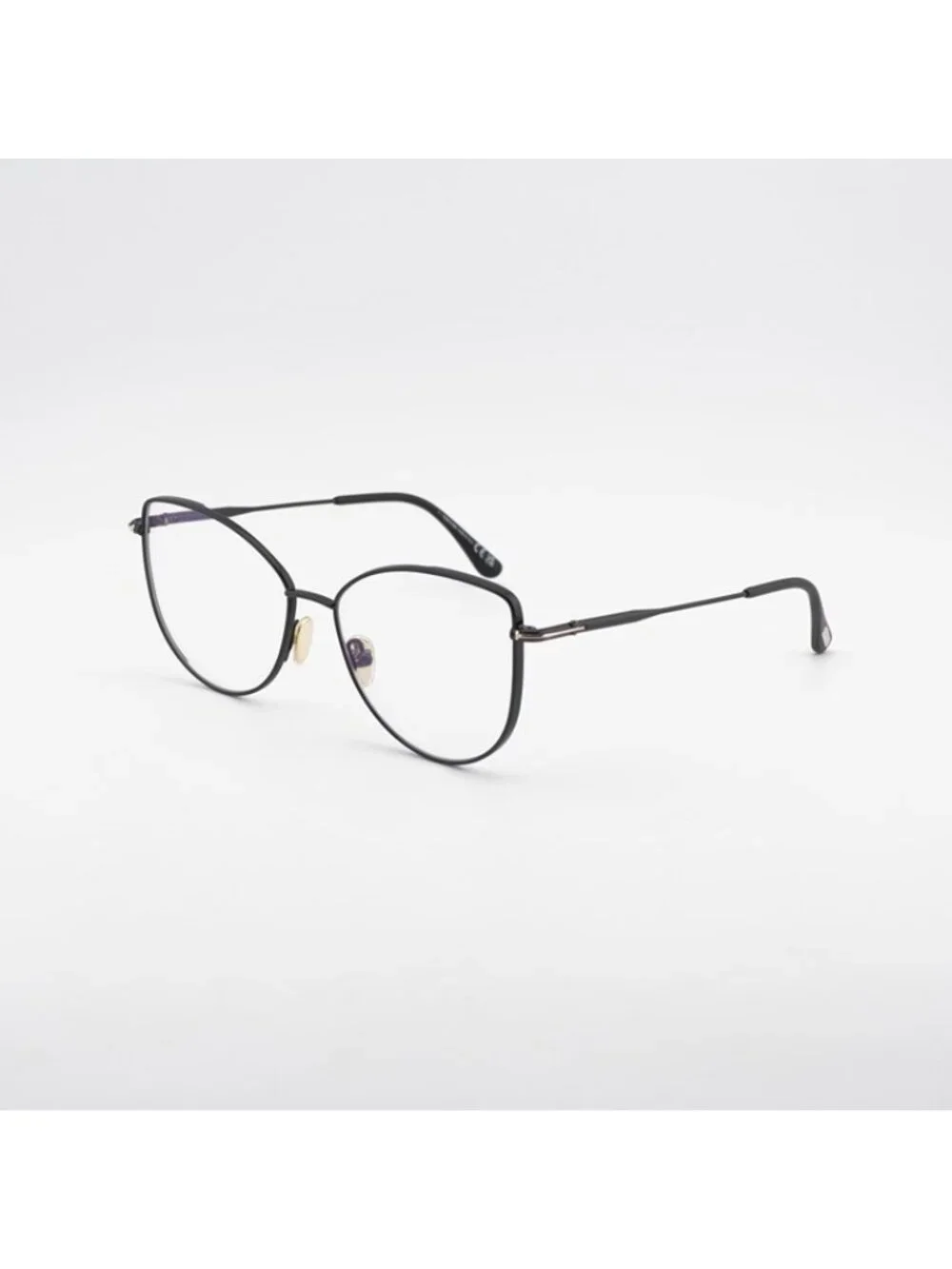 Tom Ford TF5667-B 001 Eyeglasses Black 55mm Cat Eye Frame, Blue Light Block